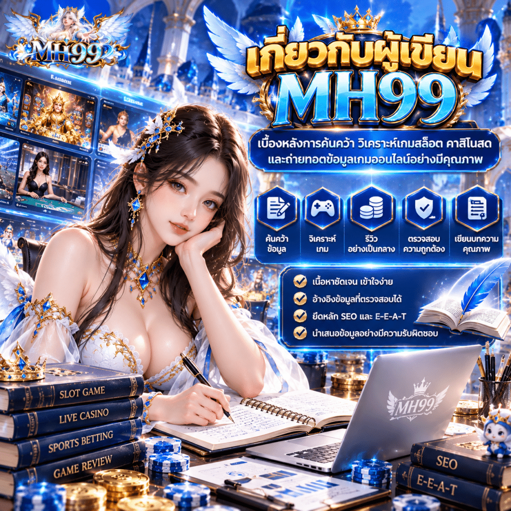 เกี่ยวกับผู้เขียน MH99 เบื้องหลังการค้นคว้า วิเคราะห์เกมสล็อต คาสิโนสด และถ่ายทอดข้อมูลเกมออนไลน์อย่างมีคุณภาพ